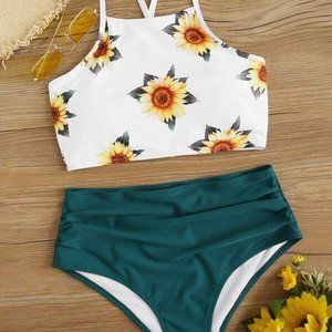 Sunflower Swimsuit Ruched High Waist Bikini